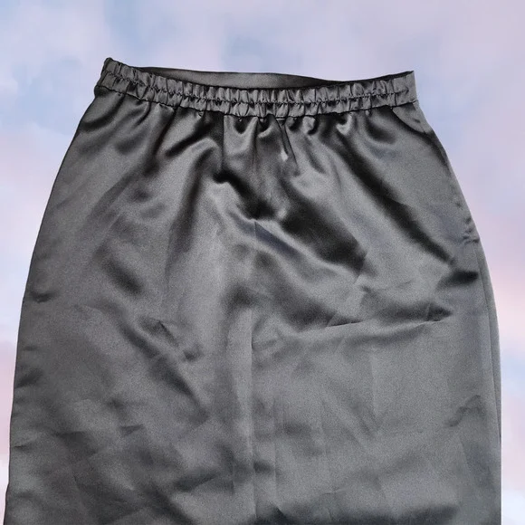 Vintage 90s Dave & Johnny Black Long Formal Maxi Front Slit Gothic Vampy Skirt - Picture 6 of 8